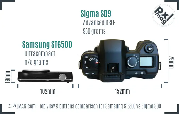 Samsung ST6500 vs Sigma SD9 top view buttons comparison