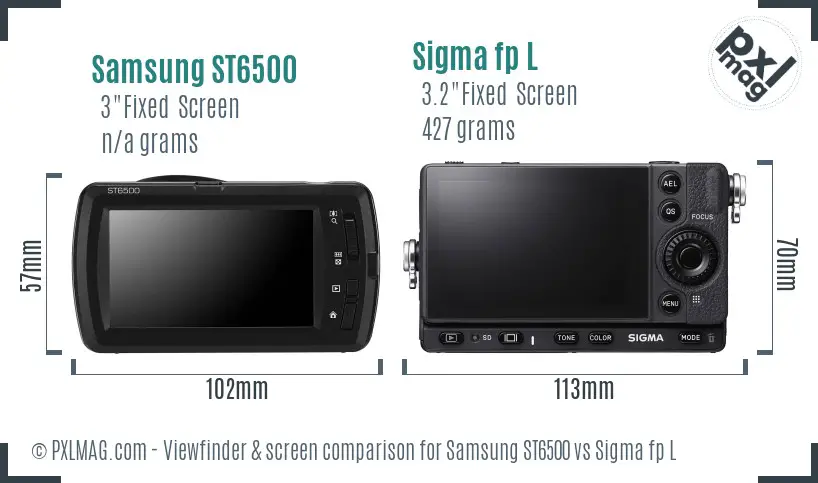 Samsung ST6500 vs Sigma fp L Screen and Viewfinder comparison