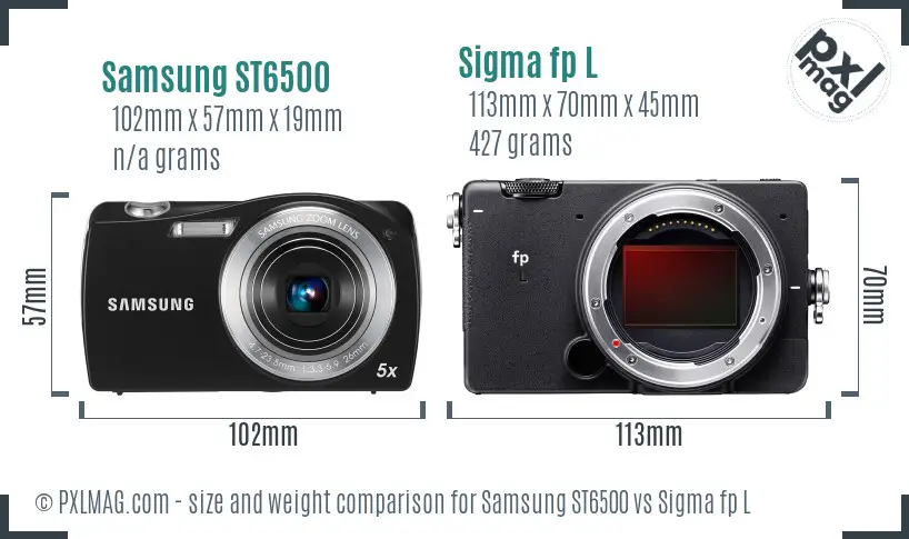 Samsung ST6500 vs Sigma fp L size comparison