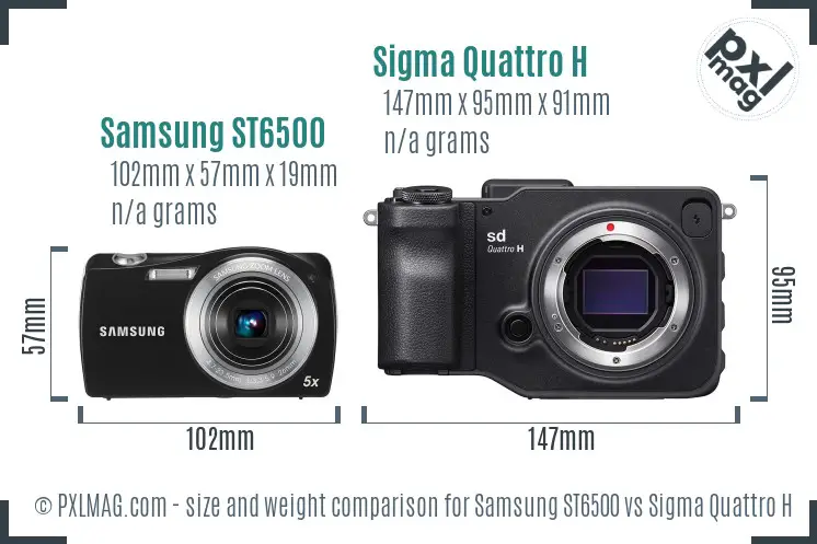 Samsung ST6500 vs Sigma Quattro H size comparison