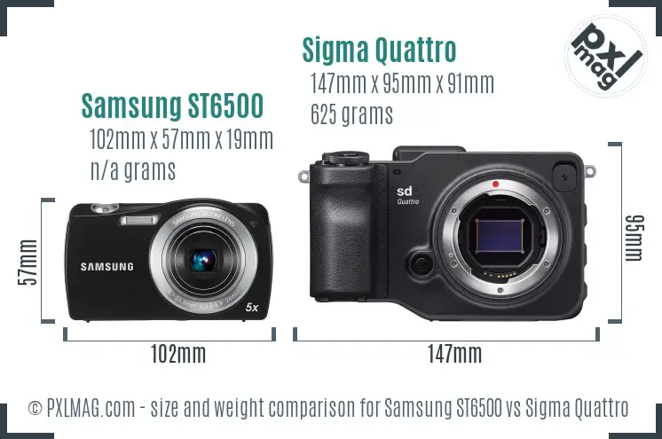 Samsung ST6500 vs Sigma Quattro size comparison