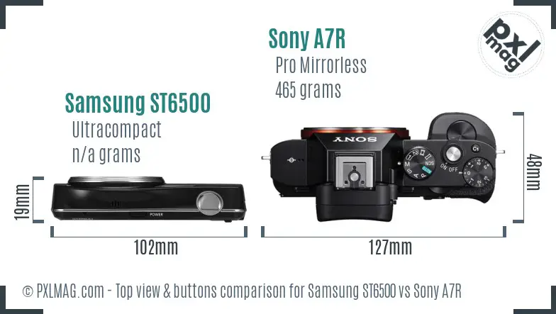 Samsung ST6500 vs Sony A7R top view buttons comparison