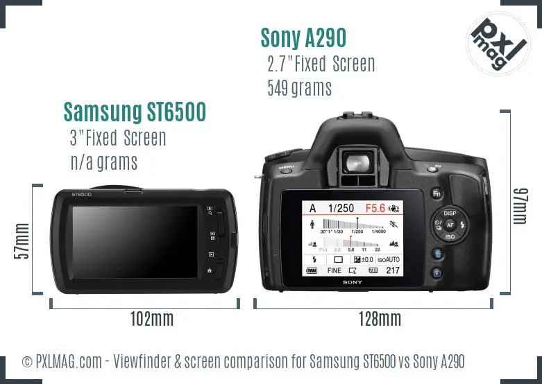 Samsung ST6500 vs Sony A290 Screen and Viewfinder comparison