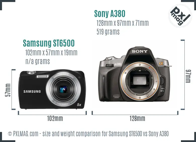 Samsung ST6500 vs Sony A380 size comparison Samsung ST6500 vs Sony A380 size comparison