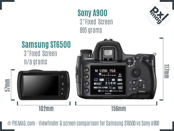 Samsung ST6500 vs Sony A900 Screen and Viewfinder comparison