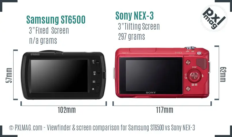 Samsung ST6500 vs Sony NEX-3 Screen and Viewfinder comparison