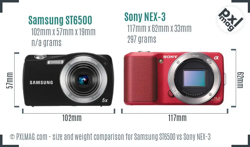Samsung ST6500 vs Sony NEX-3 size comparison