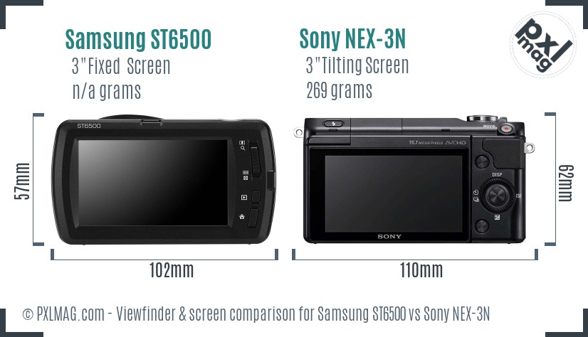 Samsung ST6500 vs Sony NEX-3N Screen and Viewfinder comparison