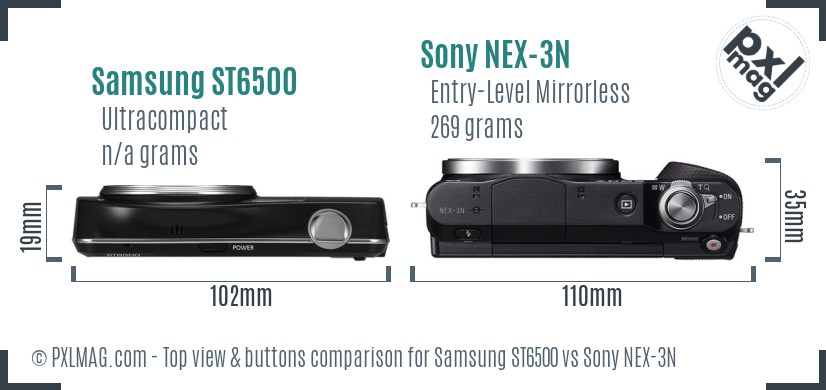 Samsung ST6500 vs Sony NEX-3N top view buttons comparison