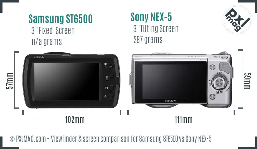 Samsung ST6500 vs Sony NEX-5 Screen and Viewfinder comparison