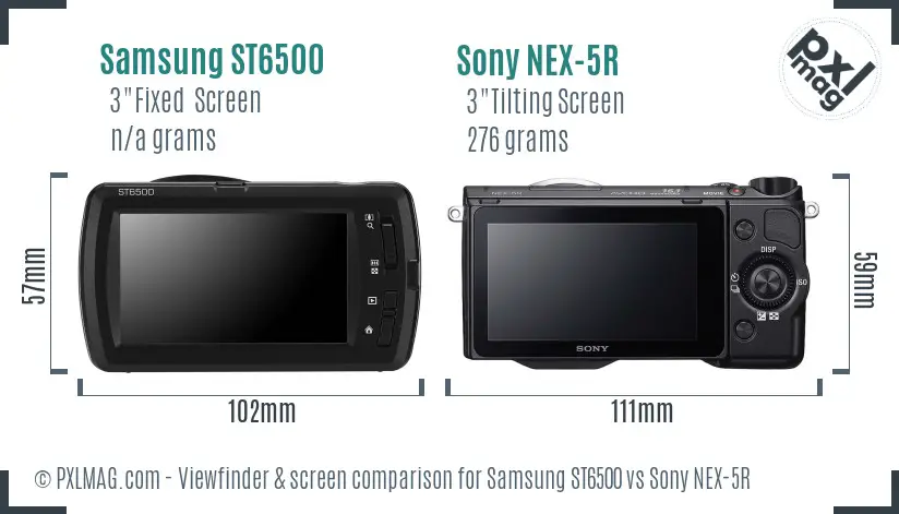 Samsung ST6500 vs Sony NEX-5R Screen and Viewfinder comparison