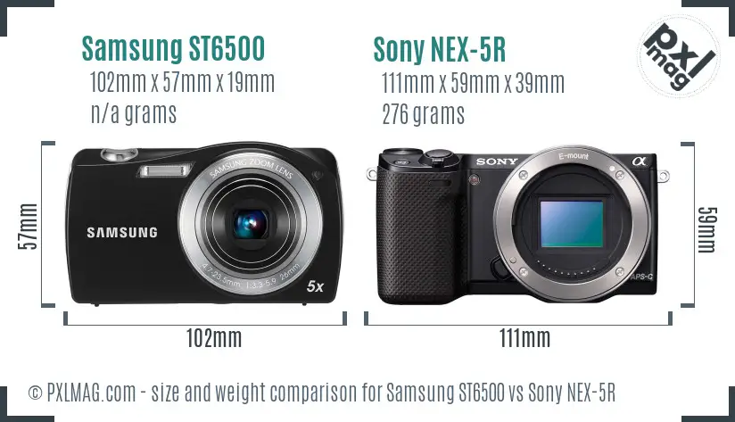Samsung ST6500 vs Sony NEX-5R size comparison