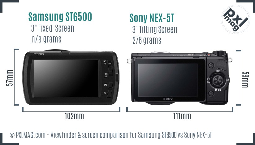 Samsung ST6500 vs Sony NEX-5T Screen and Viewfinder comparison