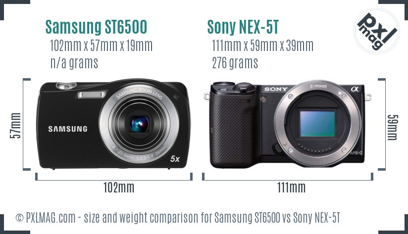 Samsung ST6500 vs Sony NEX-5T size comparison