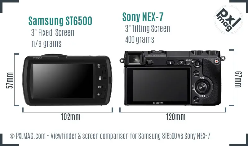 Samsung ST6500 vs Sony NEX-7 Screen and Viewfinder comparison Samsung ST6500 vs Sony NEX-7 Screen and Viewfinder comparison