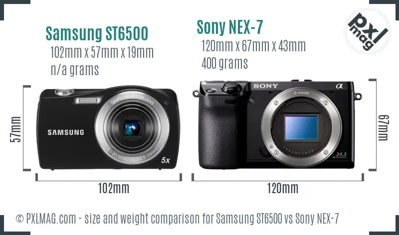 Samsung ST6500 vs Sony NEX-7 size comparison Samsung ST6500 vs Sony NEX-7 size comparison