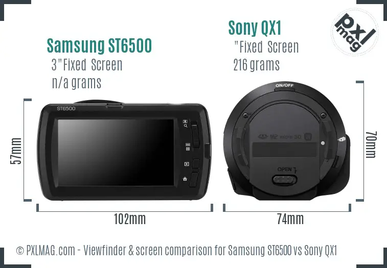 Samsung ST6500 vs Sony QX1 Screen and Viewfinder comparison Samsung ST6500 vs Sony QX1 Screen and Viewfinder comparison