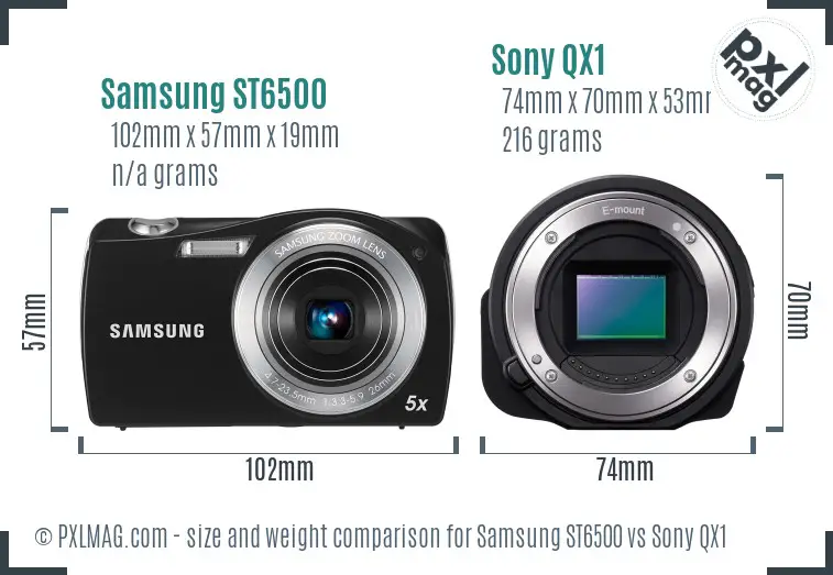 Samsung ST6500 vs Sony QX1 size comparison Samsung ST6500 vs Sony QX1 size comparison