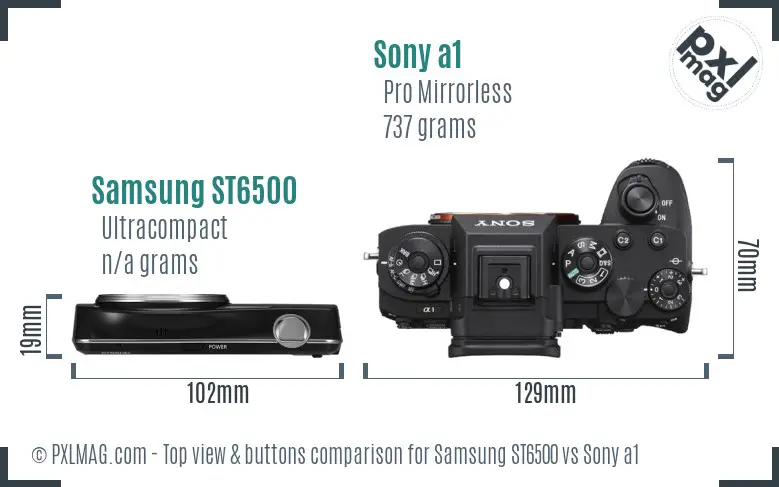 Samsung ST6500 vs Sony a1 top view buttons comparison