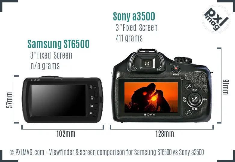 Samsung ST6500 vs Sony a3500 Screen and Viewfinder comparison