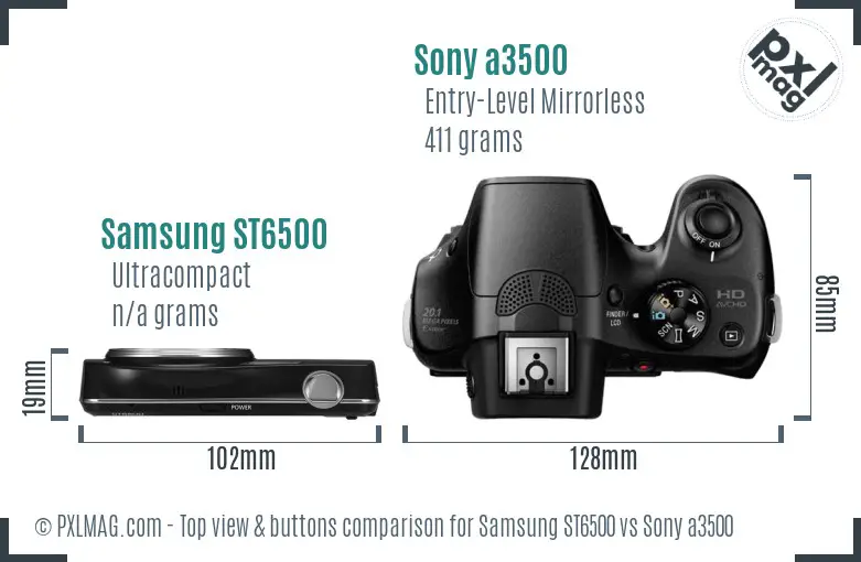 Samsung ST6500 vs Sony a3500 top view buttons comparison Samsung ST6500 vs Sony a3500 top view buttons comparison
