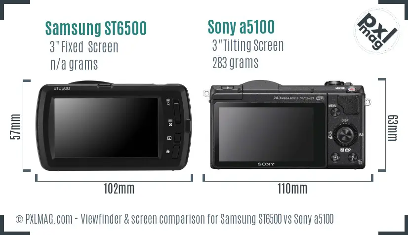 Samsung ST6500 vs Sony a5100 Screen and Viewfinder comparison