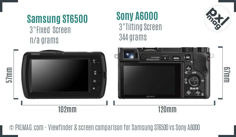 Samsung ST6500 vs Sony A6000 Screen and Viewfinder comparison