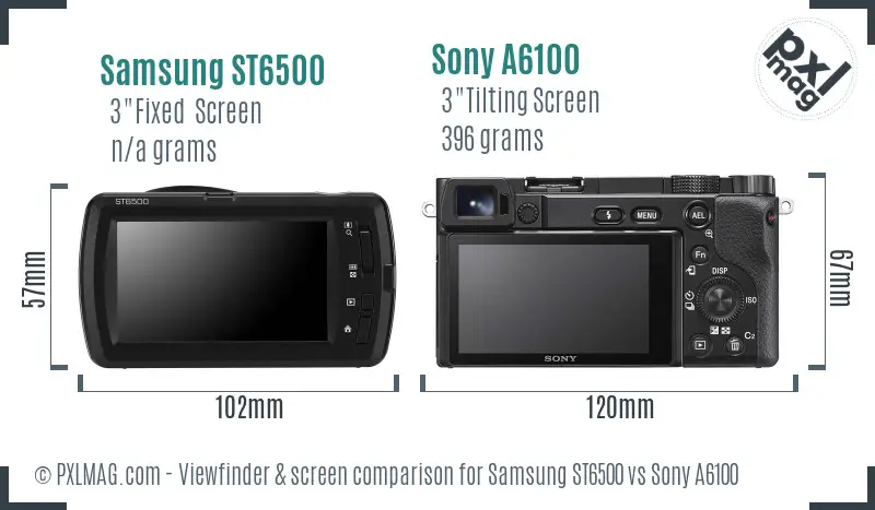 Samsung ST6500 vs Sony A6100 Screen and Viewfinder comparison