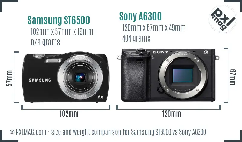 Samsung ST6500 vs Sony A6300 size comparison