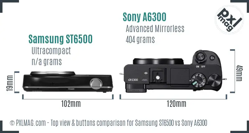 Samsung ST6500 vs Sony A6300 top view buttons comparison