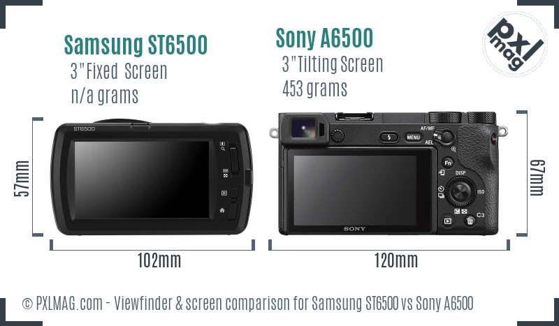 Samsung ST6500 vs Sony A6500 Screen and Viewfinder comparison