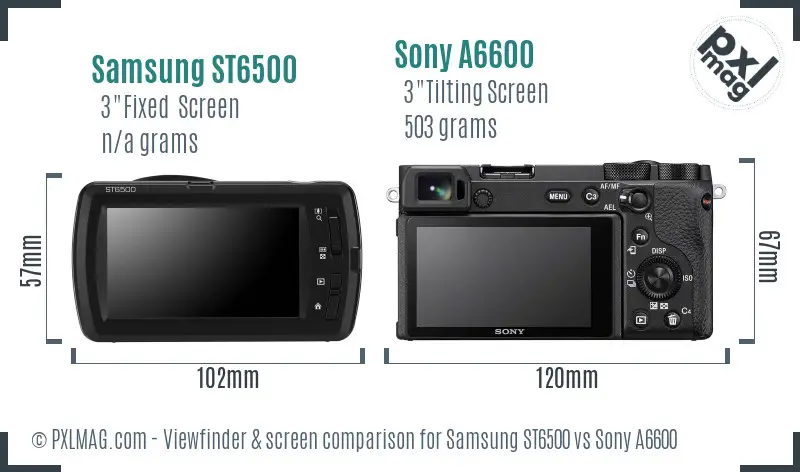 Samsung ST6500 vs Sony A6600 Screen and Viewfinder comparison