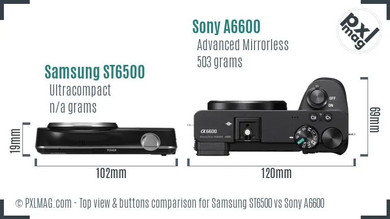 Samsung ST6500 vs Sony A6600 top view buttons comparison