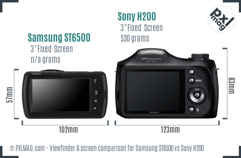 Samsung ST6500 vs Sony H200 Screen and Viewfinder comparison