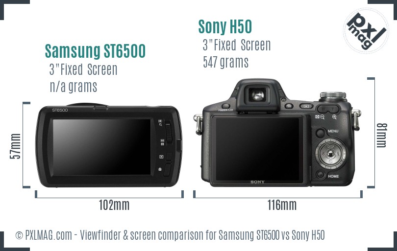 Samsung ST6500 vs Sony H50 Screen and Viewfinder comparison
