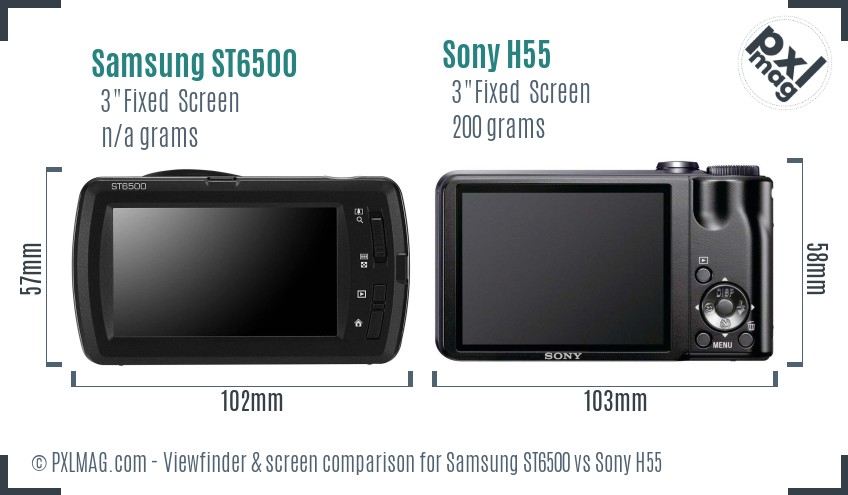 Samsung ST6500 vs Sony H55 Screen and Viewfinder comparison