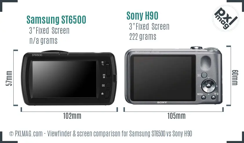 Samsung ST6500 vs Sony H90 Screen and Viewfinder comparison