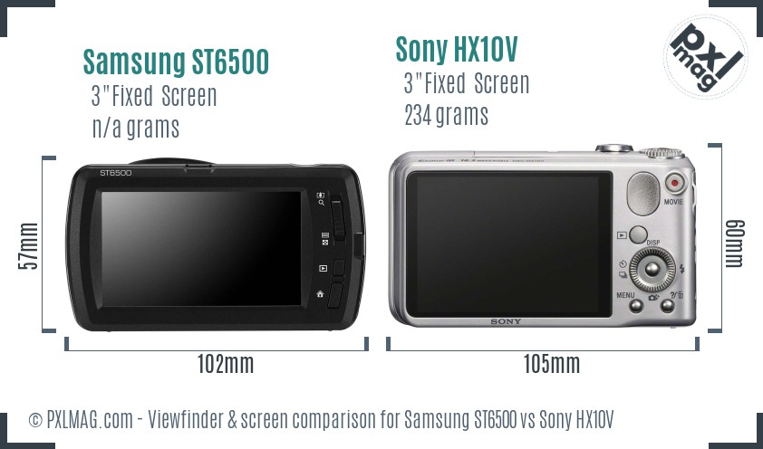 Samsung ST6500 vs Sony HX10V Screen and Viewfinder comparison
