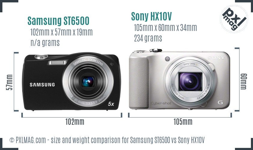 Samsung ST6500 vs Sony HX10V size comparison Samsung ST6500 vs Sony HX10V size comparison