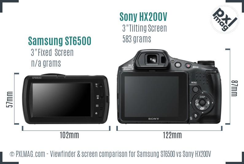 Samsung ST6500 vs Sony HX200V Screen and Viewfinder comparison