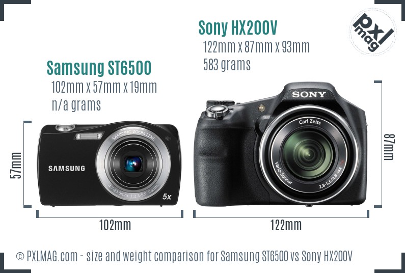 Samsung ST6500 vs Sony HX200V size comparison Samsung ST6500 vs Sony HX200V size comparison