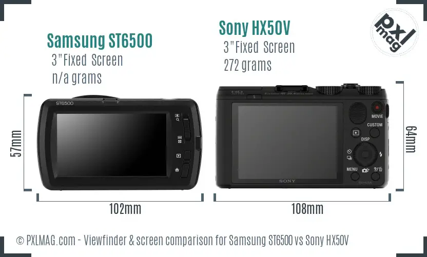 Samsung ST6500 vs Sony HX50V Screen and Viewfinder comparison