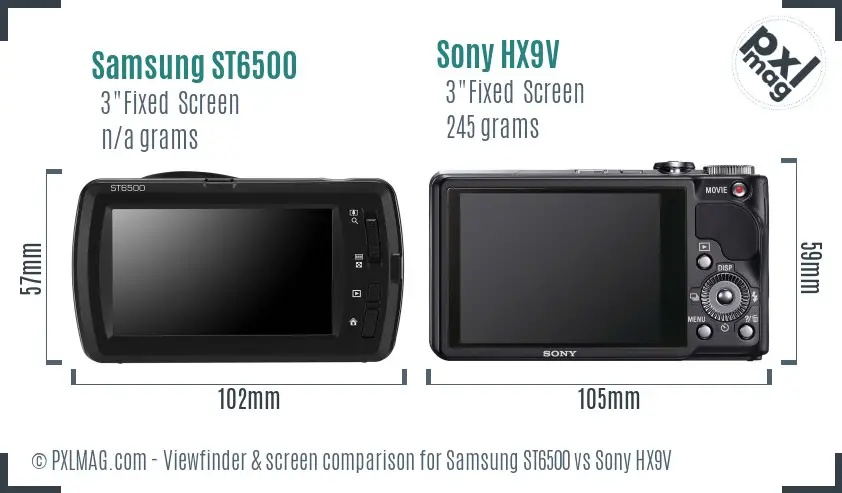 Samsung ST6500 vs Sony HX9V Screen and Viewfinder comparison