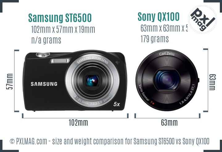 Samsung ST6500 vs Sony QX100 size comparison Samsung ST6500 vs Sony QX100 size comparison