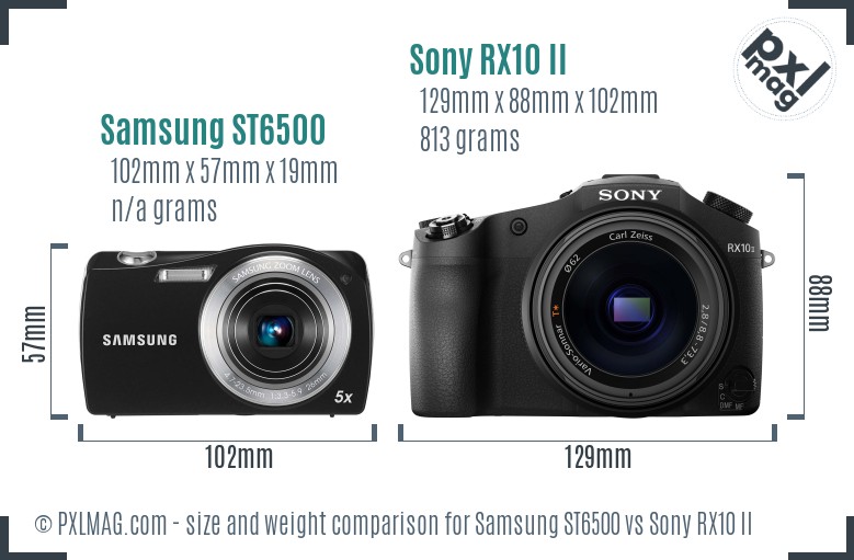 Samsung ST6500 vs Sony RX10 II size comparison Samsung ST6500 vs Sony RX10 II size comparison