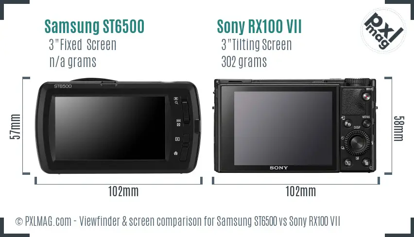 Samsung ST6500 vs Sony RX100 VII Screen and Viewfinder comparison