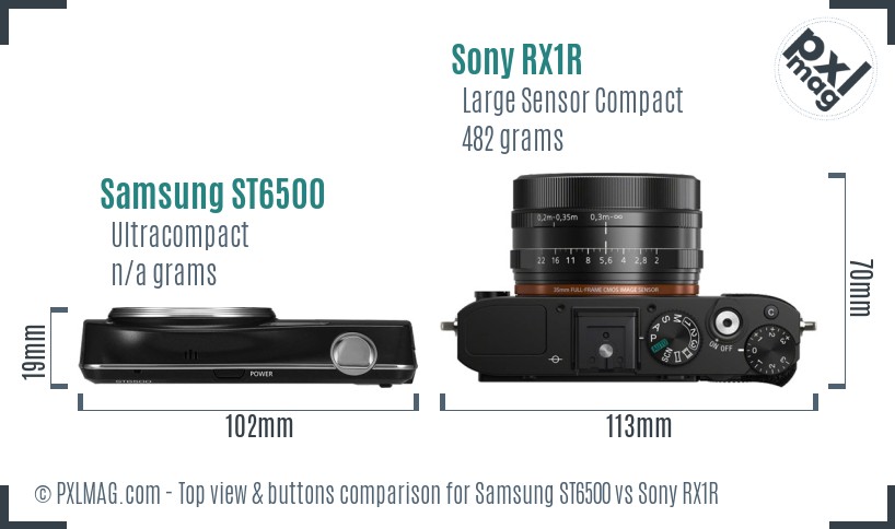 Samsung ST6500 vs Sony RX1R top view buttons comparison