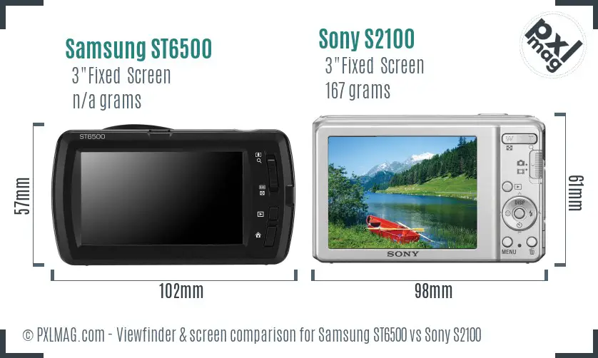 Samsung ST6500 vs Sony S2100 Screen and Viewfinder comparison Samsung ST6500 vs Sony S2100 Screen and Viewfinder comparison