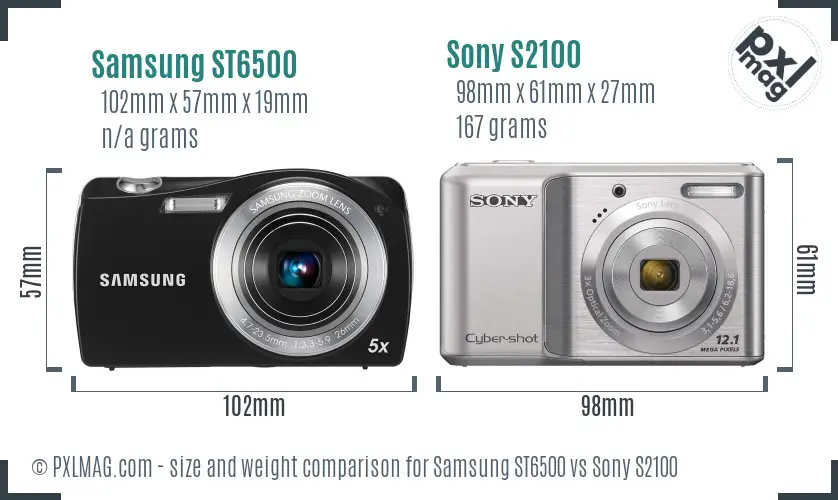 Samsung ST6500 vs Sony S2100 size comparison Samsung ST6500 vs Sony S2100 size comparison