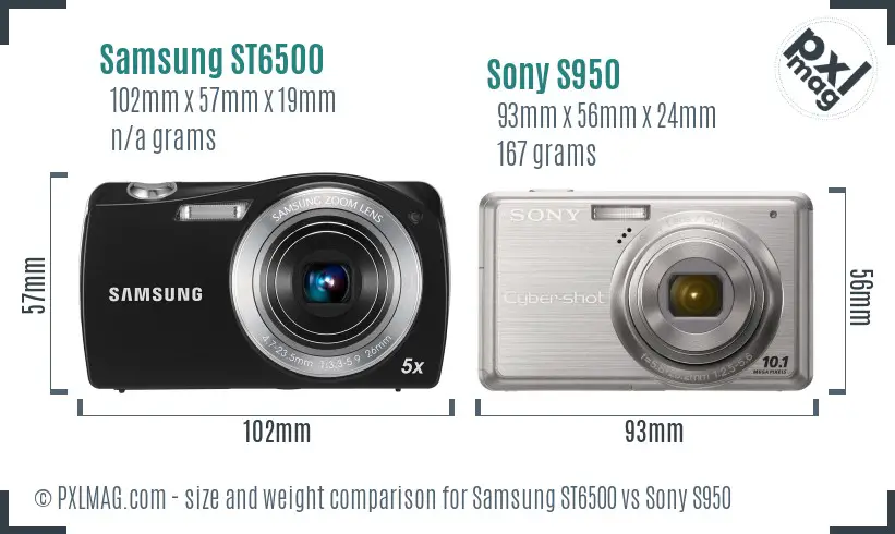 Samsung ST6500 vs Sony S950 size comparison Samsung ST6500 vs Sony S950 size comparison